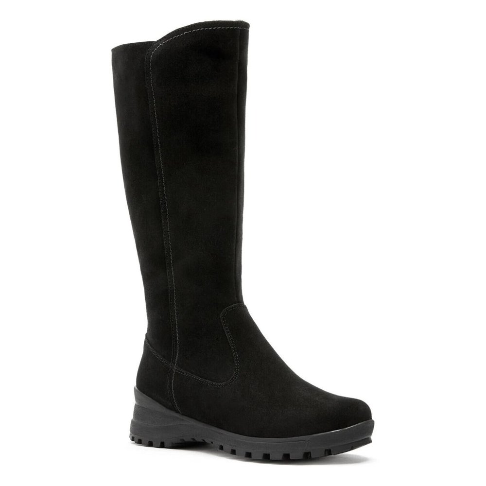 $650 LA CANADIENNE AGNES WOOL SHEARLING KNEE WEDGE BOOT BLACK 7 (ME27)